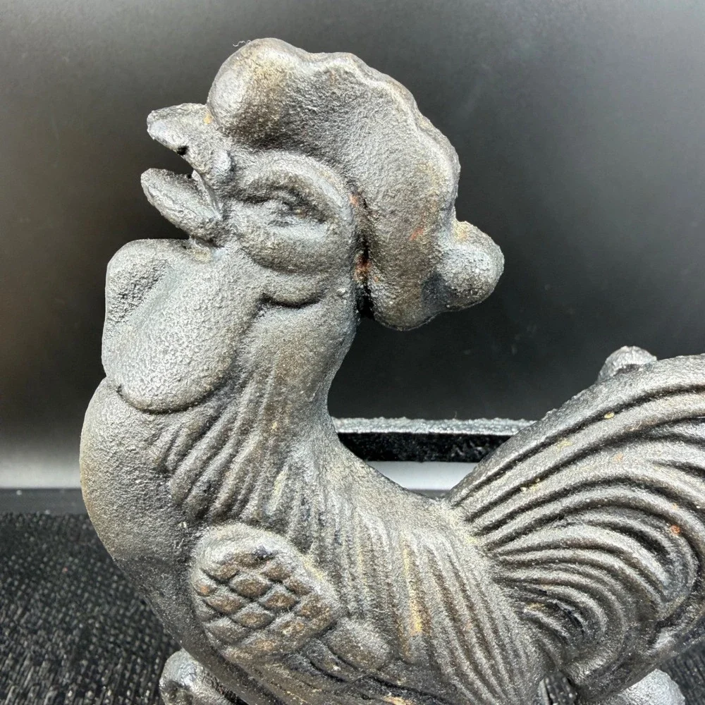 Vintage Cast Iron Rooster Napkin Holder Letter Sorter Farmhouse Decor 5.5 Inch